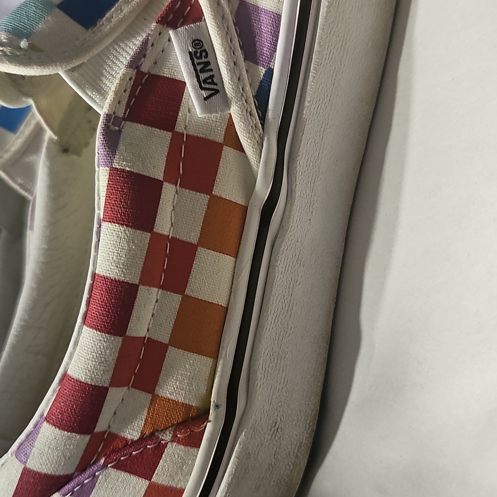 Vans Womens Colorful Checkered Slip-On Shoes - Picture 3 of 6